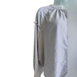 Madewell  Navy Stripe Collarless Ruffle-Sleeve Shirt XL Photo 3