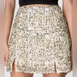 Nasty Gal NWT Gold Check Sequin Mini Skirt Split Holiday Party Photo 1