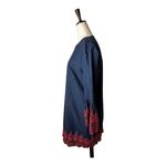 J.Crew  Dress Women Medium Navy Red Embroidered Eyelet Bell Sleeve Mini Preppy Photo 4