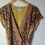 Joie  Yellow Black Wrap Midi Dress V-Neck Cap Sleeve Size S Photo 4