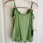 Shyanne Green Sage & Gold Sequin Strappy Lettuce Edge Embroidered Blouse Sz XS Photo 5