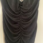 Boohoo Over the Shoulder Black Rouched Midi Bodycon Dress Women's Size 14 Photo 2