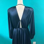 Bronx and Banco Zoe Metallic Blouson-Sleeve Gown Size S Blue Satin Formal Gala Photo 7