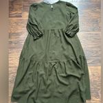 ZARA  Elegant Olive Green Long Sleeve Dress large Photo 5