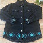 Two Fly Black Corduroy Shirt Jacket Aztec Western Medium Photo 0