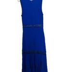 Nicole Miller  Women's Royal Blue Malibu Crepe Lace Cutout Midi Dress Size 8 Photo 3