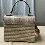 Dune London convertible satchel handbag with snakeskin and woven straw design Photo 3