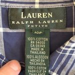 Ralph Lauren Lauren Petite Womens 10P Blue Plaid Buttoned Shirt Elevated Preppy Photo 8