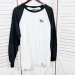 PINK - Victoria's Secret Victorias Secret Pink Logo Mesh Sleeve Colorblock Baseball Tee White Black Large Photo 7