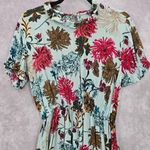 SheIn Blue Floral Ruffle Short Sleeve Knee Length Dress Small Photo 2