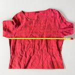 LISA BAYNE Red Grid 100% Linen Pullover Dress Kaftan Size XL Lagenlook Pockets Photo 4