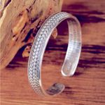 Boutique Unisex Braided Pure 999 Silver Buddhist Mantra Cuff Bracelet,‎ Adjustable Photo 14