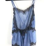 Savage X Fenty Romper Lingerie Sheer Lace Trim Blue Black Open Back Size L Photo 1