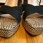 Sam Edelman Nolita Womens 8 Black Tan Weave Platform Sandals Block Ankle Strap Photo 2