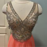 Aspeed  Design Coral Chiffon V-Neck Beaded A-Line Dress L1640 Size Small Photo 5