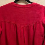 Free People  Red Changing Horizons Gauze Deep V-Neck Blouse Size Small Photo 7