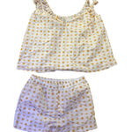 Anthropologie Agathe Mary Sunburst Matching XL Tank Shorts Boho Coastal Lounge White Photo 0