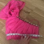 Area NYC magenta pink one shoulder rhinestone embellished crop top Size XS Photo 7