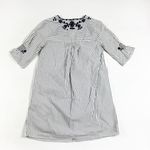 Madewell Cotton Poplin Stripe Embroidered Breeze Pullover Dress Smoked Graphite Photo 3