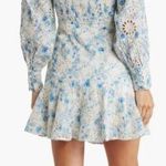 En Saison Claire Floral Blue Eyelet Open Front Long Sleeve Mini Dress Sz Medium Photo 1