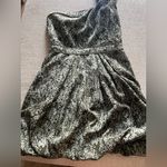 DO+BE  Women’s Size S One-Shoulder Bubble Hem Dress – Abstract Olive Green Photo 5