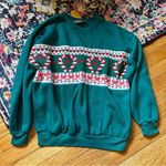 Vintage Sporting Club Candy Cane Hearts Novelty Christmas Sweater Womens Medium Green Photo 5