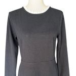 Loft  Chic Black sweater Dress with white Ruffle Trim Neckline Photo 7
