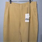 ZARA  Women Yellow Mid Rise‎ Wide Leg Blend Limited Edition Formal Pants Sz M Photo 6