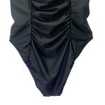 J.Crew  Reimagined Square Neck One-Piece Swimsuit Black Ruched Size 14 Slimming Photo 7