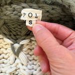 POL Chunky Knit Cardigan Sweater Oversized Olive Green and Cream Womens Small Photo 9