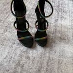 Elegant Black and Multicolor Strappy Heels Size 7 Photo 1