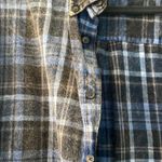 Women's Teen Girl Size Large Blue and Brown Button Down Plaid Shirt Photo 2