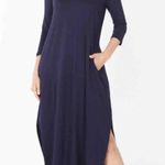 Zenana Outfitters half sleeve Maxi dress with pockets navy blue Small Photo 0