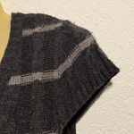 AB Studio  Gray Striped Sweater Dress Size L Short Sleeve Knit Winter Dress Mini Photo 4
