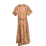 Spartina 449 Women's Maryam Midi Dress Clara Blooms Pink Floral Tan Belted Large Photo 7
