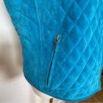 Revue Quilted Blue Suede Vest Pockets Front Zipper 100% Leather Women’s Size 10 Photo 6