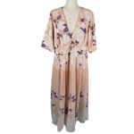 Eshakti  floral ombre crêpe banded empire waist plunge V maxi dress women’s /XL Photo 2