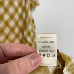 Max Studio  Smocked Waist Flutter Sleeve Blouse Mustard Yellow White Gingham Boho Photo 9