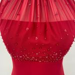 Vintage Y2k Beaded Evening Gown Maxi Dress Halter Neck Empire Waist Red Womens 0 Photo 4