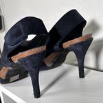 Luna Pedro Garcia  Navy Suede Cut Out Peep Toe Platform Heels Size 39 / 8.5 Photo 4