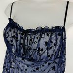 Victoria's Secret Vtg Victoria’s Secret Sheer Velvet Babydoll Slip Dress Sz Medium Navy Blue Black Photo 5