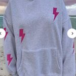 Pearl Grey Embroider Lightning Bolt Hoodie Gray Size M Photo 0