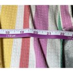 LuLaRoe Leah Shirt Womens Size Medium Rainbow Vertical Stripes Cap Sleeve Photo 7