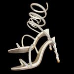 Rene Caovilla Crystal Stripy Sandal Heel Size 35 (Fits US 6 $1,730 worn once Silver Photo 1