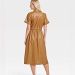 Who What Wear  Faux Leather Camel Button Down Midi Dress Women’s size Small Photo 13