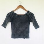 We The Free Meant To Be Black Ribbed Cropped Short Sleeve Tee Top Medium New Photo 3