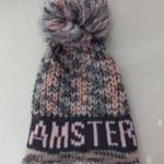 Robin Ruth  Adult Amsterdam Knit Big Ball Cap Hat in Pink n Gray Photo 4