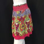 Forever 21 XXI Skirt Pink Red Ruched Yoke Waist Medium Mini Photo 3