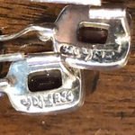 Vintage Emerald Cut Red Garnet Gemstone and Sterling Silver Drop Earrings Photo 5