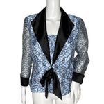 JR Nites Shirt Womens 12 Blue Black Rhinestone Evening Jacket Evening Wear Party Photo 0